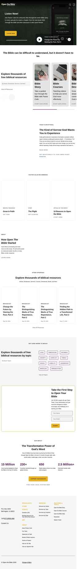 Zrzut ekranu openthebible.org