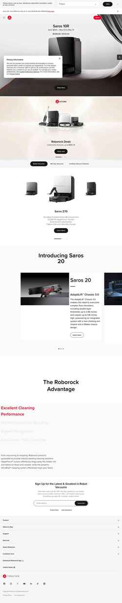 Zrzut ekranu us.roborock.com
