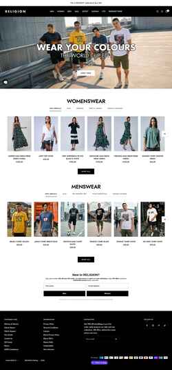 Captura de pantalla religionclothing.com