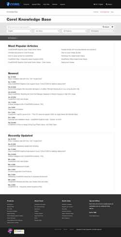 Schermafbeelding kb.corel.com