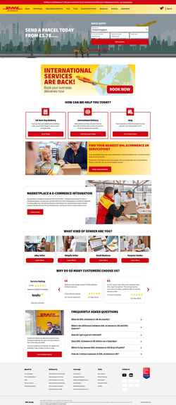 Snímek obrazovky send.dhlparcel.co.uk