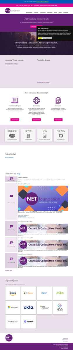 Captură de ecran old.dotnetfoundation.org