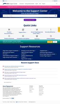 Snímek obrazovky support.pega.com