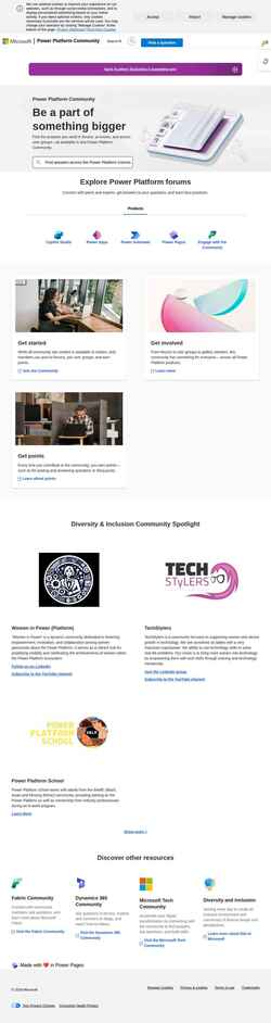Снимак екрана community.powerplatform.com