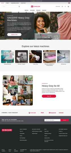 Ekrānuzņēmums uk.singer.com