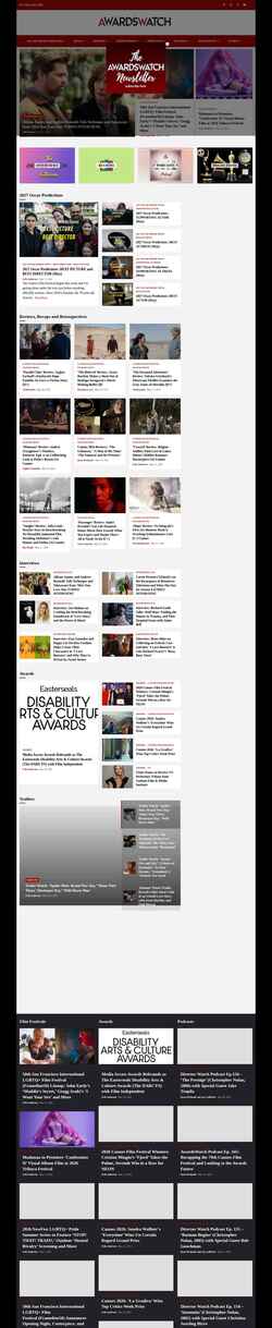 Captură de ecran awardswatch.com