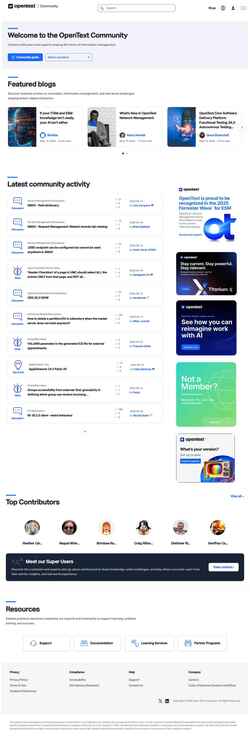 Captură de ecran community.opentext.com