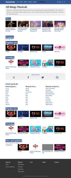 Снимак екрана musicalsdaily.com