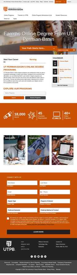 Schermafbeelding online.utpb.edu