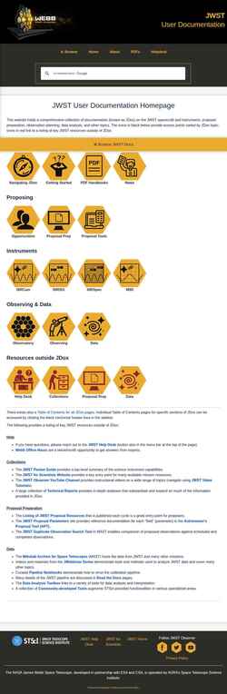 Снимак екрана jwst-docs.stsci.edu