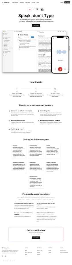 Screenshot voices.ink