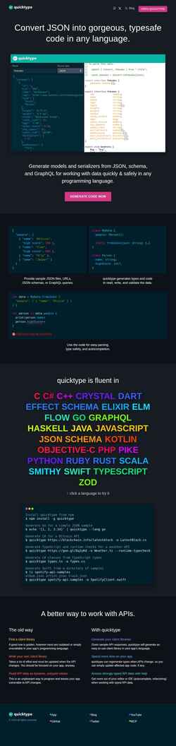 Screenshot quicktype.io