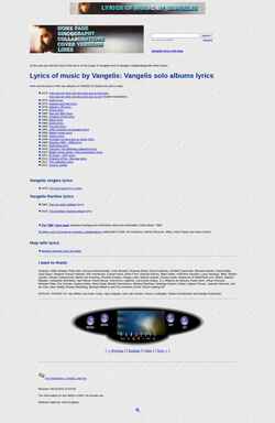 Ekran görüntüsü vangelislyrics.com