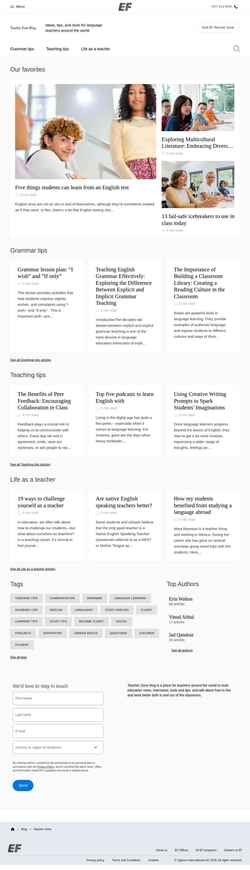 Snímek obrazovky teacherblog.ef.com