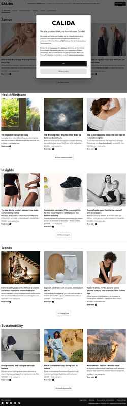 Ekrānuzņēmums blog.calida.com