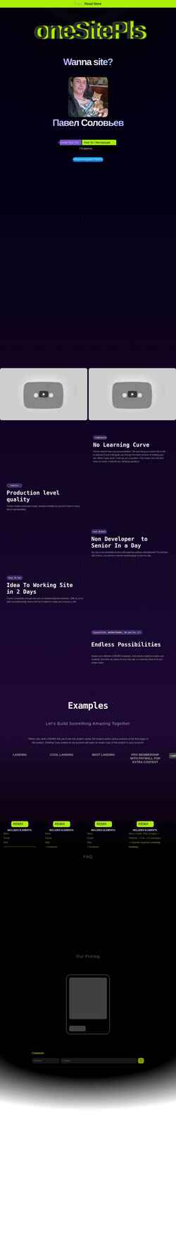 Snímek obrazovky onesitepls.framer.ai