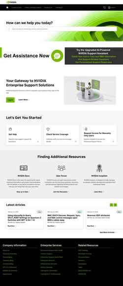 Captură de ecran enterprise-support.nvidia.com