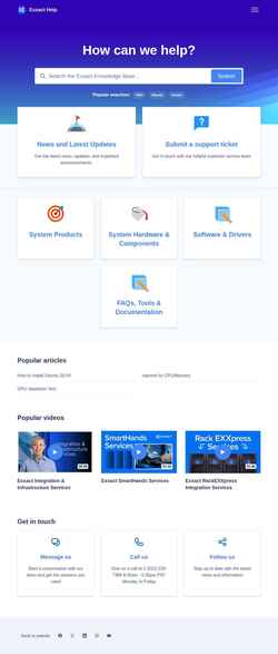 Snímek obrazovky support.exxactcorp.com