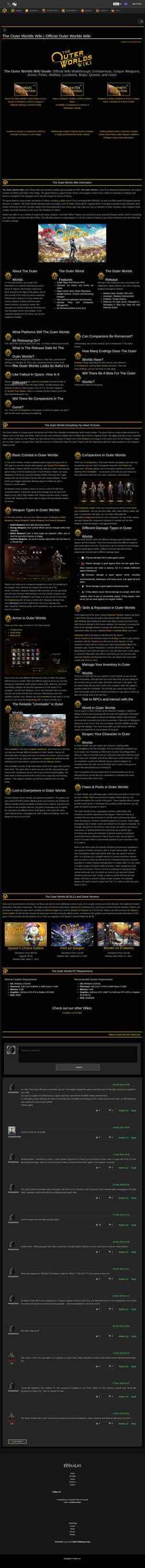 Screenshot theouterworlds.wiki.fextralife.com