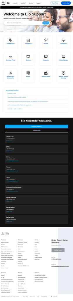 Schermata elosupport.elotouch.com