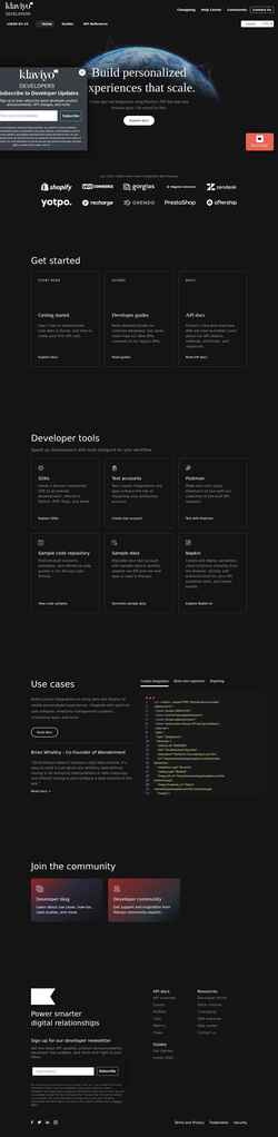 Screenshot developers.klaviyo.com