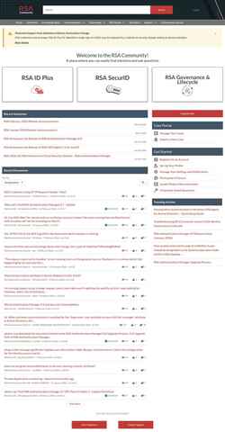Ekrānuzņēmums community.rsa.com