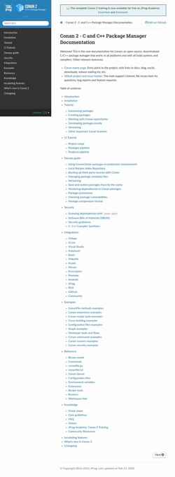 Screenshot docs.conan.io