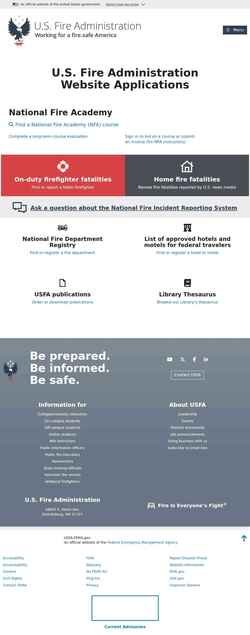 Snímek obrazovky apps.usfa.fema.gov