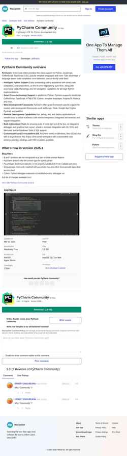 Zrzut ekranu pycharm-community.macupdate.com