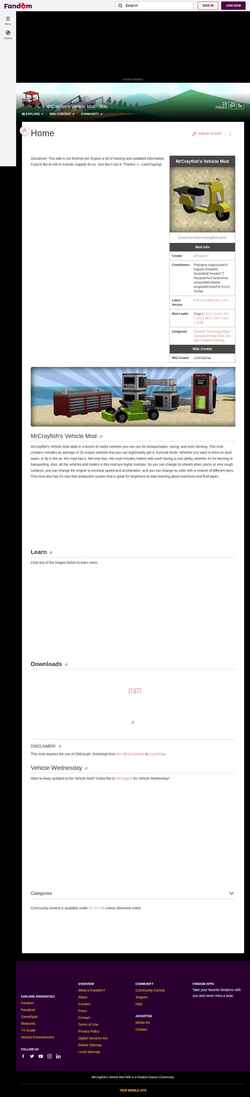 Снимак екрана mrcrayfishs-vehicle-mod.fandom.com