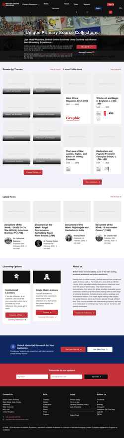 Ekrānuzņēmums britishonlinearchives.com