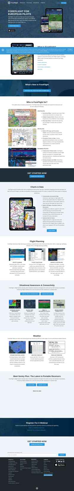 Snímek obrazovky foreflight.com