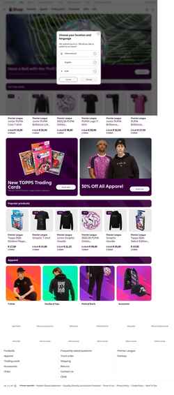 Captura de pantalla shop.premierleague.com