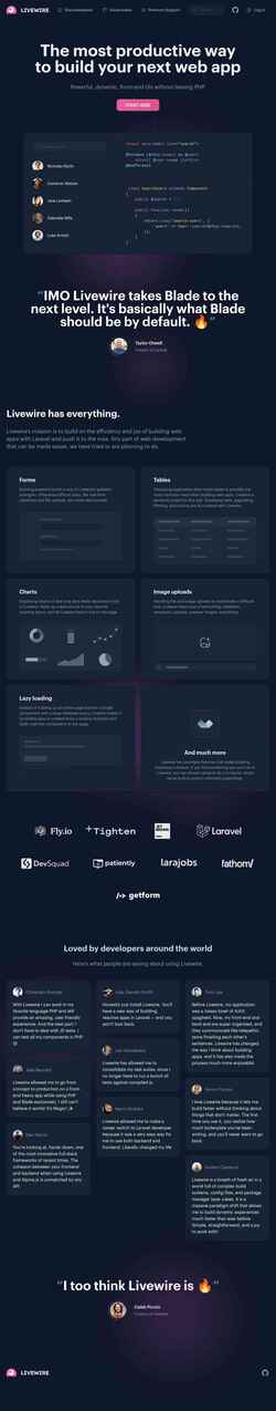 Снимак екрана livewire.laravel.com