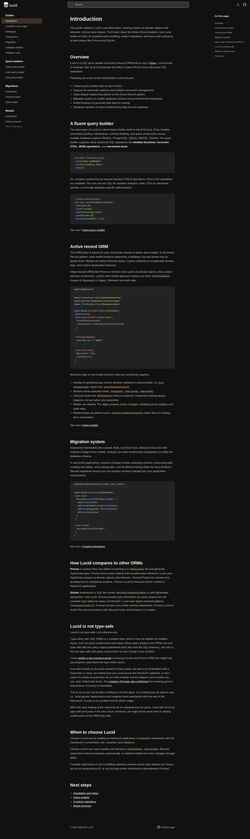 Ekran görüntüsü lucid.adonisjs.com