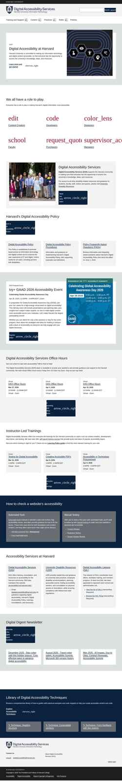 Screenshot accessibility.huit.harvard.edu