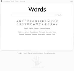 Ekrānuzņēmums words.onlineobjects.com